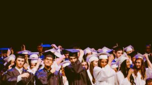 A group of students at graduation.