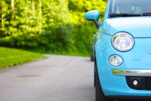 A blue Fiat.