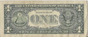 An American one dollar bill.