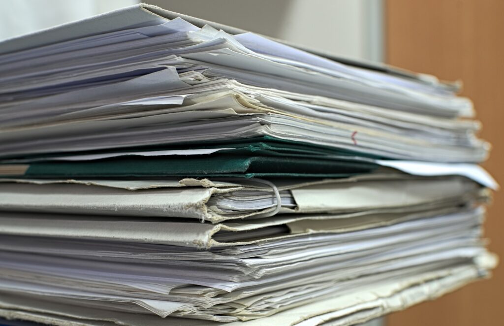 A stack of papers.