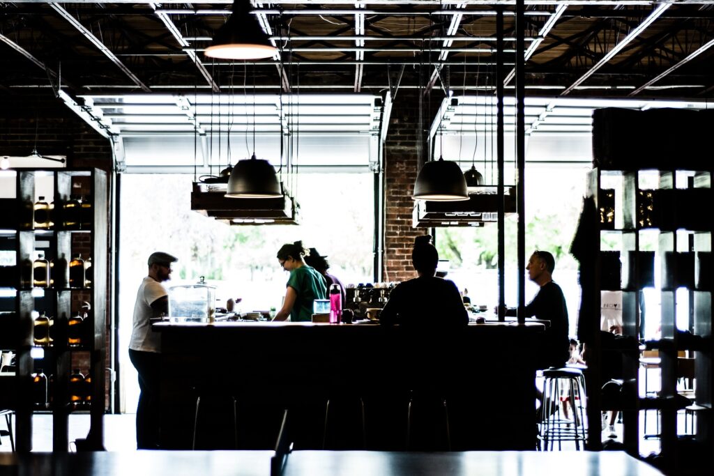 People in a cafe.