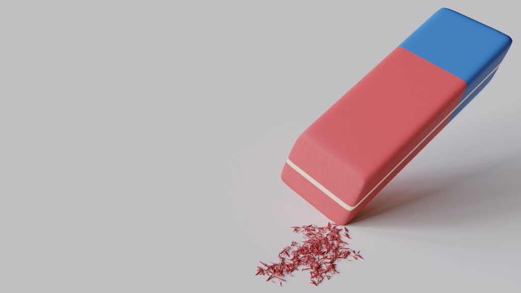 A pink and blue eraser