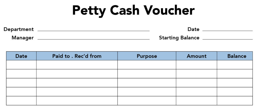 A sample petty cash voucher