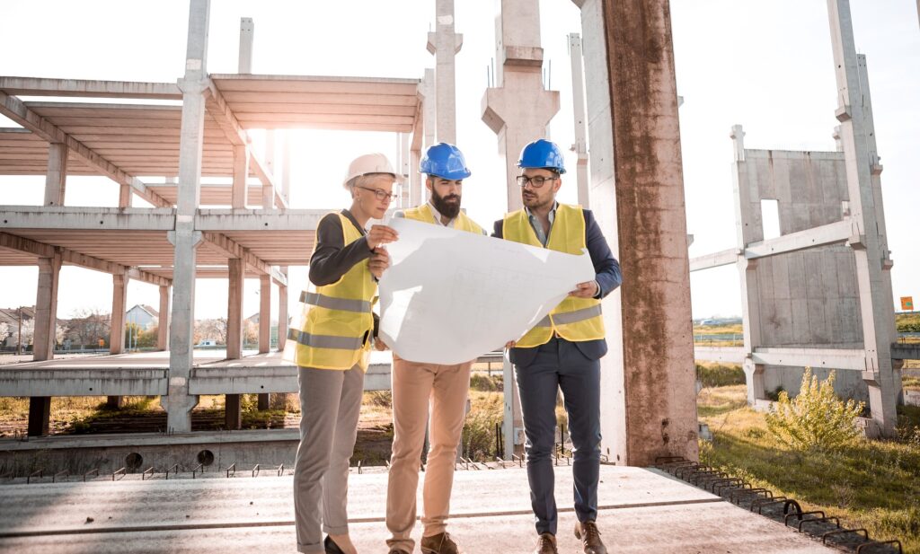 Architects at a construction site.