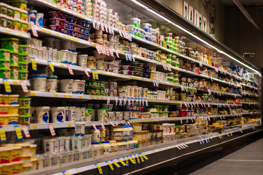 A supermarket shelf.