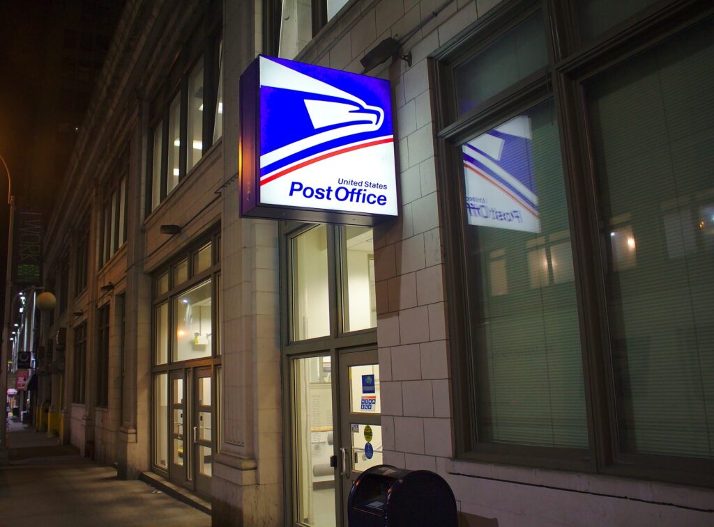 An outside view of the US Post Office.